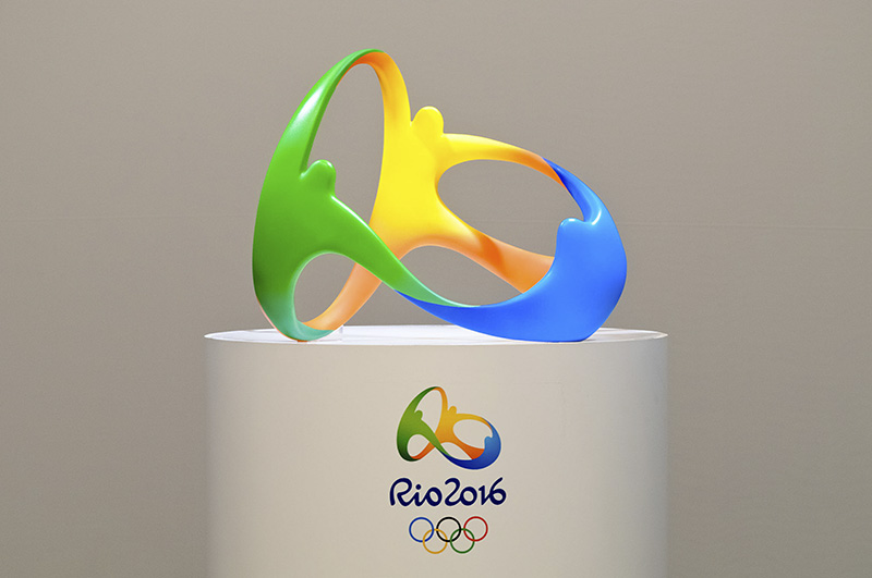 Exposição multissensorial com as logos dos Jogos Olímpicos